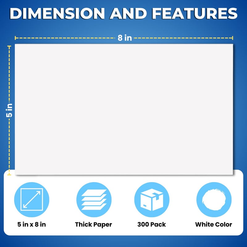 1InTheOffice Index Cards 5x8 blank, Flash Card, Unruled Note Cards 5x8, White, 300-Pack - Image 3